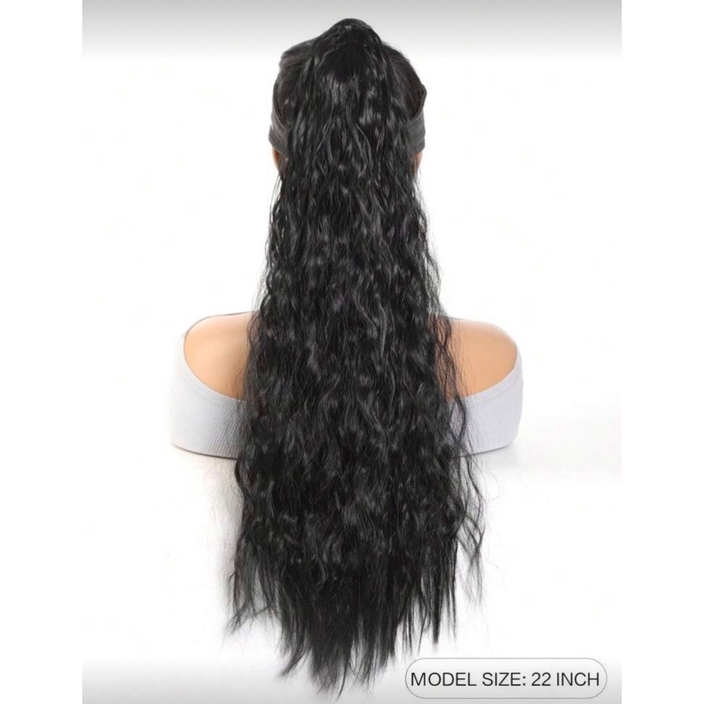 Women’s Black Ponytail Hair Extension 22” Hair Piece Synthetic Fiber